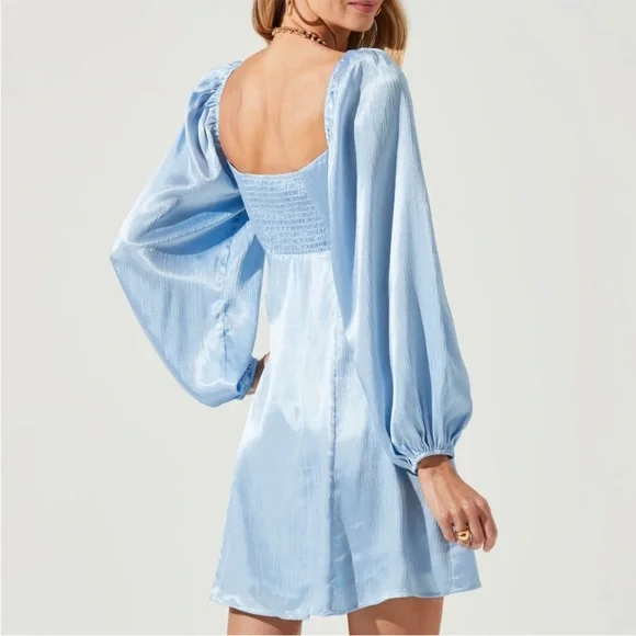 SOLD ASTR The Label Long Sleeve Satin Mini Dress - Picture 3 of 9